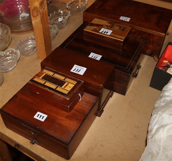 6 various wood boxes